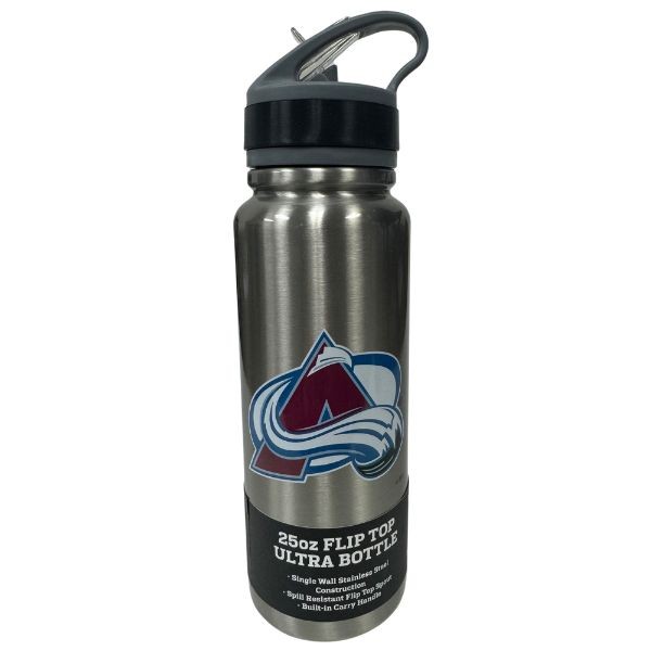 Colorado Avalanche Water Bottle - 25OZ Stainless Steel Flip-Top Team Logo - 6 For $36.00 - Colorado Avalanche