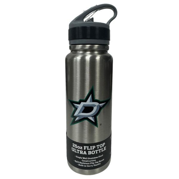 Dallas Stars Water Bottle - 25OZ Stainless Steel Flip-Top Team Logo - 6 For $36.00 - Dallas Stars