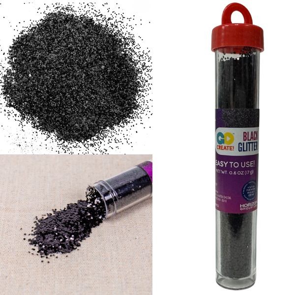 Go Create Black Glitter Tube - 5" Tube .6OZ - Easy To Use - 48 For $31.20