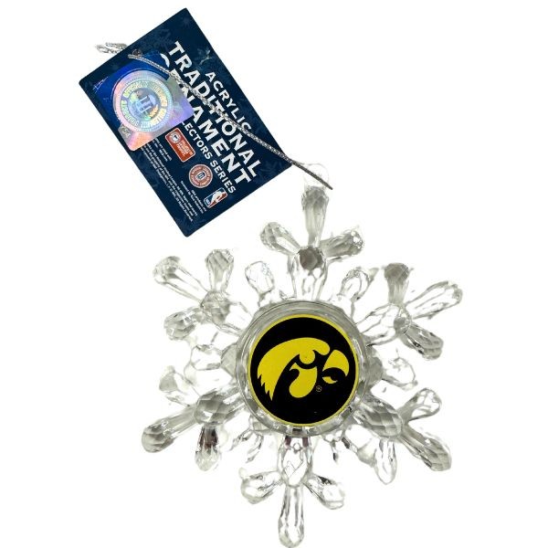 Iowa Hawkeyes Ornaments - The Acrylic Snowflake Style - 6 For $21.00 - Iowa Hawkeyes