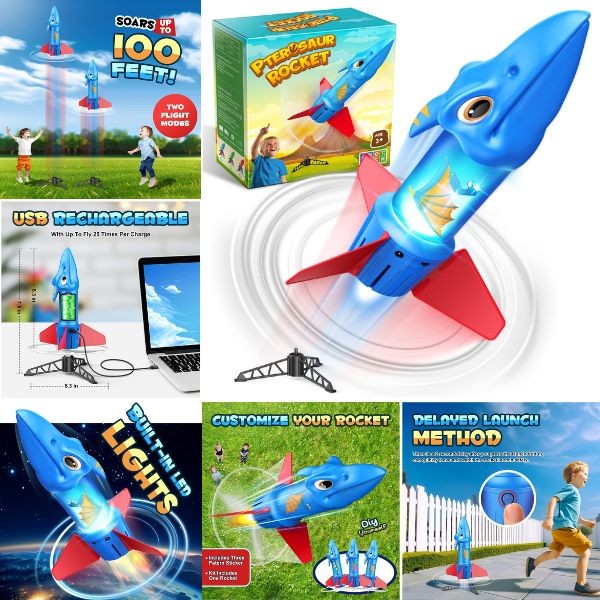 The Ptersaur Rocket - Launch Pad and USB Charging Included - 12 For $42.00