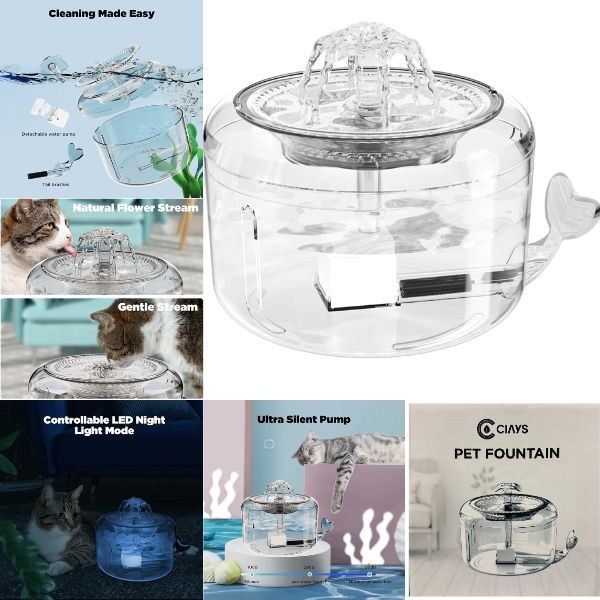 Automatic Pet Fountain - Ciays #CIPST19 Blue Box - USB Charging Pet Fountain - Filtered Water For Your Pets - 4 For $30.00