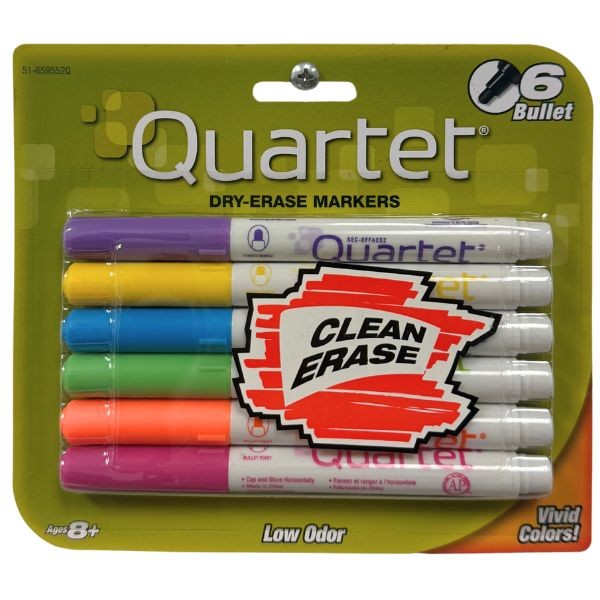 Quartet 6Pack Bullet Dry Erase Markers - Vivid Colors - 12 Packs For $24.00