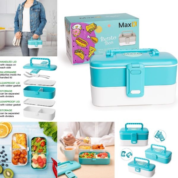 MaxK Kitchen - BLUE Bento Box Set - Leakproof - Freezer and Dishwasher Safe - BPA Free - 6 Sets For $30.00