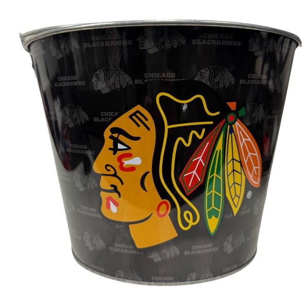 Chicago Blackhawks Beer Buckets - 5QT Full Bleed Team Logo Metal Bucket - 6 For $36.00 - Chicago Blackhawks