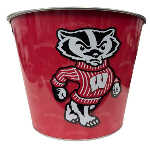 Wisconsin Badgers Beer Buckets - 5QT Full Bleed Team Logo Metal Bucket - 6 For $36.00 - Wisconsin Badgers