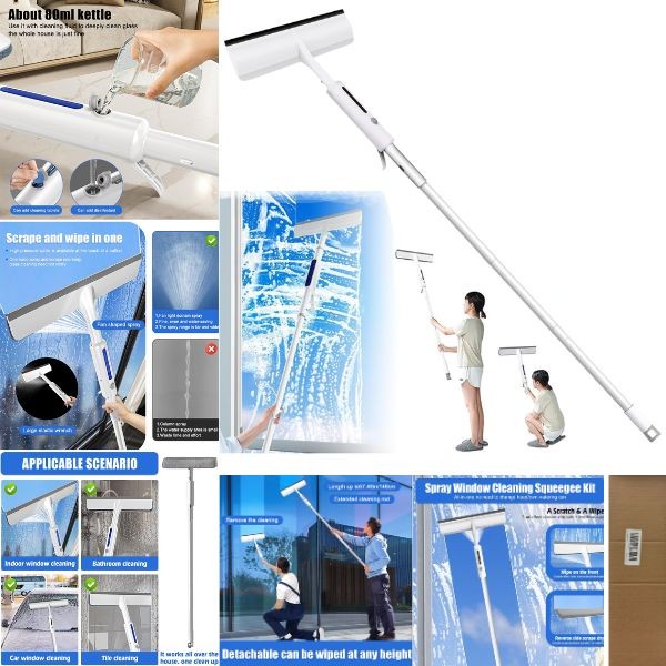 Window Cleaning Kit - Re-Fillable Built In Spray Tank and Extendable to 60"- Brown Box Packaging - 4 Kits For $30.00