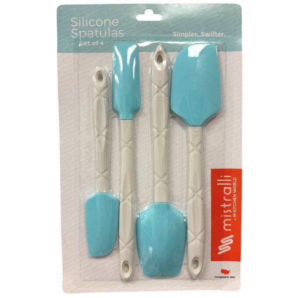 Mistralli Kitchen - BLUE - 4Pack Silicone Premium Spatula Set - 12 Sets For $36.00
