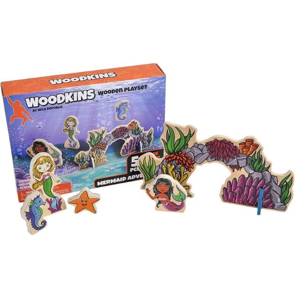 Woodkins - Wild Republic Wooden Playset - The Mermaid Adventure - 6 Sets For $30.00