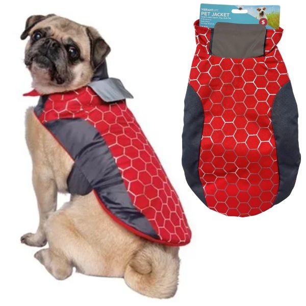 Vibrant Life Pet Jacket - Red HONEYCOMB Style - Estimated Size Mix: 1XXS, 1XS, 4Small, 6Large, 1XL - 13 Jackets For $52.00