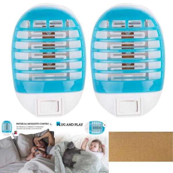 BUG#12 - 4" Plug In Blue Light Bug Zapper - 2PACK Brown Box Packaging - 6 Packs For $30.00