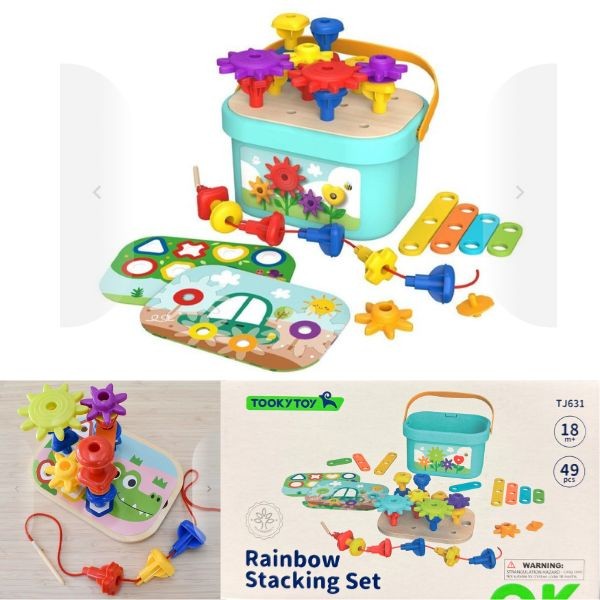 TookyToy - #TJ631 - The Rainbow Stacking Set - High End Premium Wooden STEM Toys - 4 For $30.00