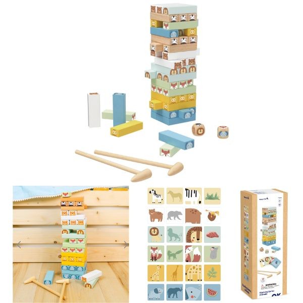 TookyToy - #TY704N - The Stacking Game Animals Tower - High End Premium Wooden STEM Toys - 4 For $30.00