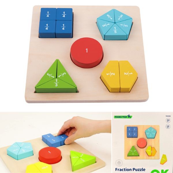 TookyToy - #TH939 - The Fraction Puzzle - High End Premium Wooden STEM Toys - 6 For $36.00