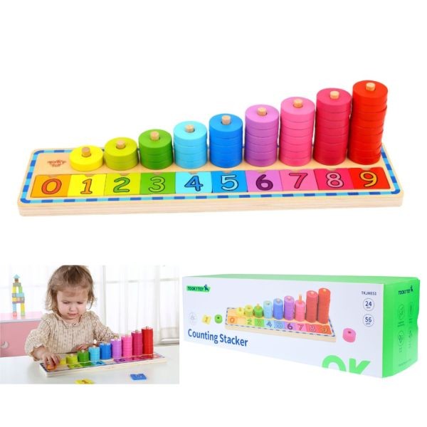TookyToy - #TKJH851 - The Counting Stacker - High End Premium Wooden STEM Toys - 3 For $30.00