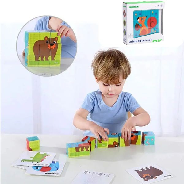TookyToy - #TL690 - The Animal Block Puzzle - High End Premium Wooden STEM Toys - 6 For $36.00