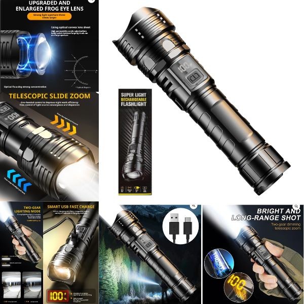 LED Super 6" Light - #S008 - Yellow Box Style - Power Zoom - USB Charging - High Power Zoom - 8 For $32.00