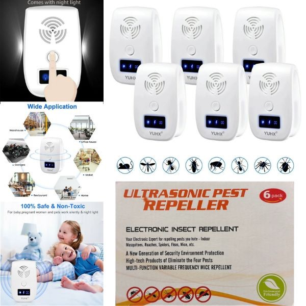 Ultrasonic Pest Repeller - 6Pack Set - 6.5" Packaging - New Generation Of Pest Security - Insects And Mice - 6 Sets For $36.00