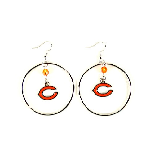 Chicago Bears Earrings - 2" Color Bead Hoop Earrings - 12 Pair For $42.00 - Wholesale Chicago Bears Products - Bears Merchandise