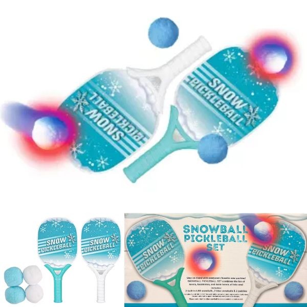 Snowball PickleBall Set - Includes 2LED Snowballs, 2 Snowballs and 2 Pickleball Paddles - 4 Sets For $40.00