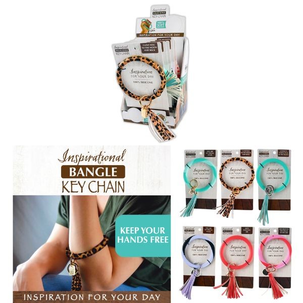 The Silicone Ring Keychain - High Fashion Keyring - Inspirational Charm Included - Style Vary - 12 For $30.00 - Wholesale Apparel - Wholesale NFL Shirts - Wholesale Jerseys