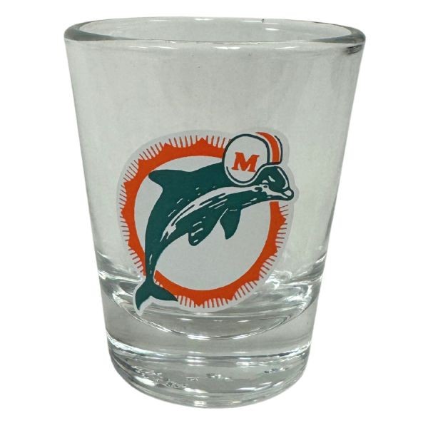 Miami Dolphins Glass Shot Glasses - 2OZ Vintage Style - 12 For $30.00 - Wholesale Miami Dolphins Products - Dolphins Merchandise