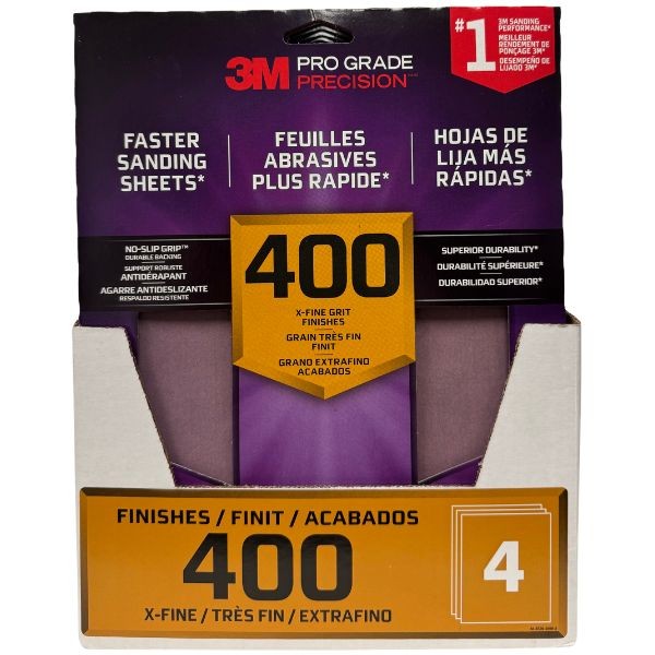3M Pro Grade Precision - #85345 - 4Pack 9"x11" No Slip Grip Sanding Sheets - 400Grit - 20 Packs For $70.00