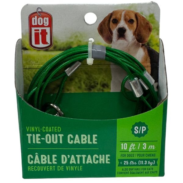 Dog It Pet Products - 10 Foot Vinyl Coated Tie-Out Cable - For Dogs Up To 25LBS - 10 For $35.00