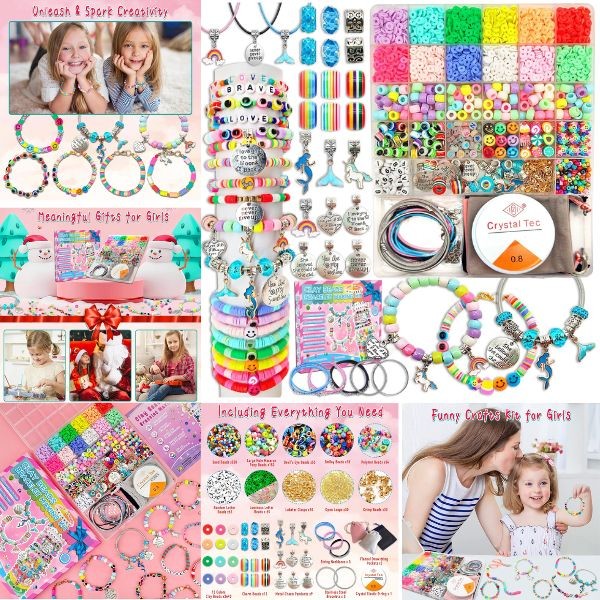 Bracelet Making Kit - Can make Up To 50 Bracelets - Huge Clay Bead Kit - Over 3000 Pieces - 6 Kits For $30.00