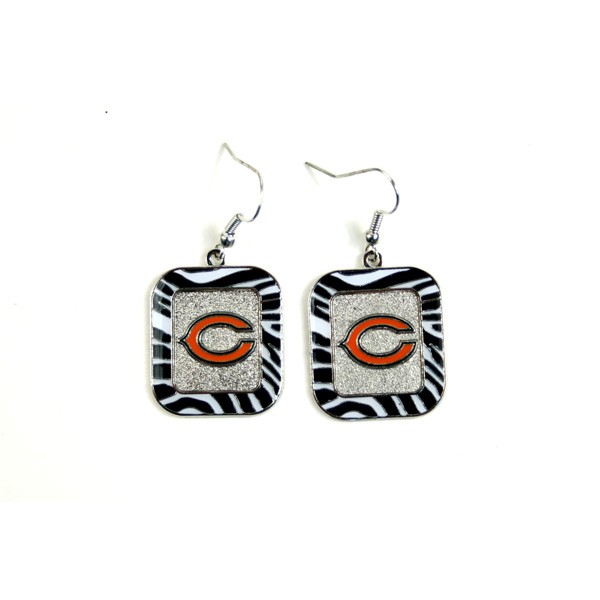 Chicago Bears Earrings - ZEBRA Style Dangle Earrings - 12 Pair For $30.00 - Wholesale Chicago Bears Products - Bears Merchandise