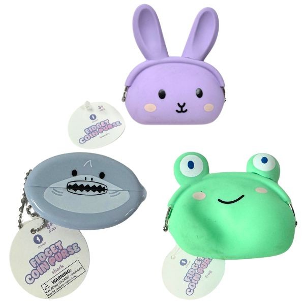 The Fidget Coin Purse Series - Style May Vary - Pre Priced: $1.00 - Soft Silicon Coin Purses - 48 For $26.40