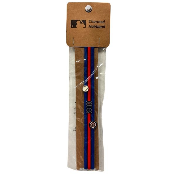 Chicago Cubs Team Gear - Charmed Headbands - Team Color Fabric Elastic Headband With Metal Charm - 12 Packs For $30.00 - Wholesale Chicago Cubs Products - Cubs Merchandise 2