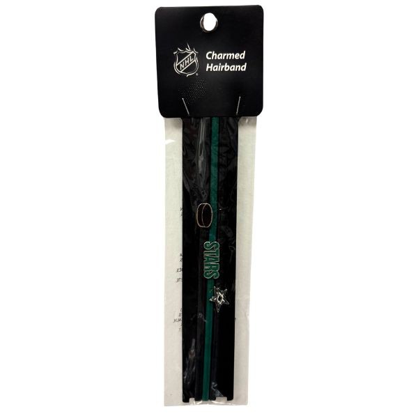 Dallas Stars Team Gear - Charmed Headbands - Team Color Fabric Elastic Headband With Metal Charm - 12 Packs For $30.00  - Dallas Stars