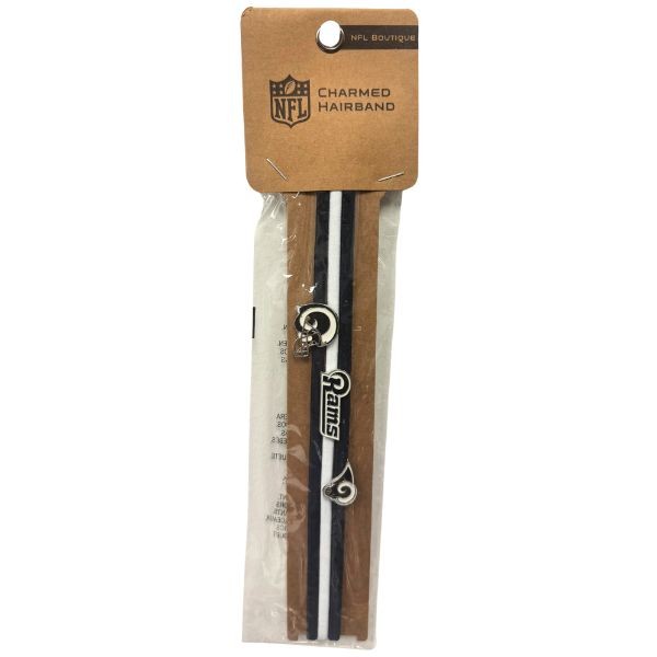 Los Angeles Rams Team Gear - Charmed Headbands - Team Color Fabric Elastic Headband With Metal Charm - 12 Packs For $30.00 - Wholesale Los Angeles Rams Products - Rams Merchandise 2