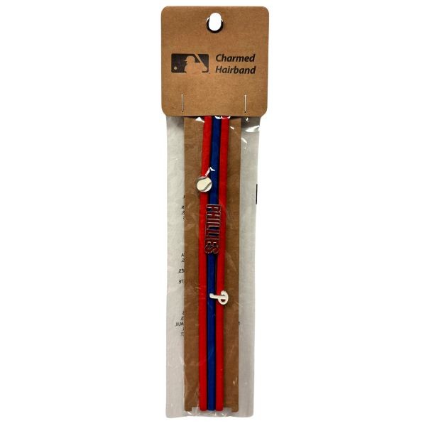 Philadelphia Philles Team Gear - Charmed Headbands - Team Color Fabric Elastic Headband With Metal Charm - 12 Packs For $30.00 - Wholesale Philadelphia Phillies Products - Phillies Merchandise