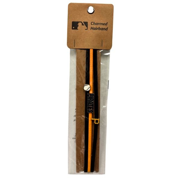 Pittsburgh Pirates Team Gear - Charmed Headbands - Team Color Fabric Elastic Headband With Metal Charm - 12 Packs For $30.00 - Wholesale Pittsburgh Pirates Products - Pirates Merchandise