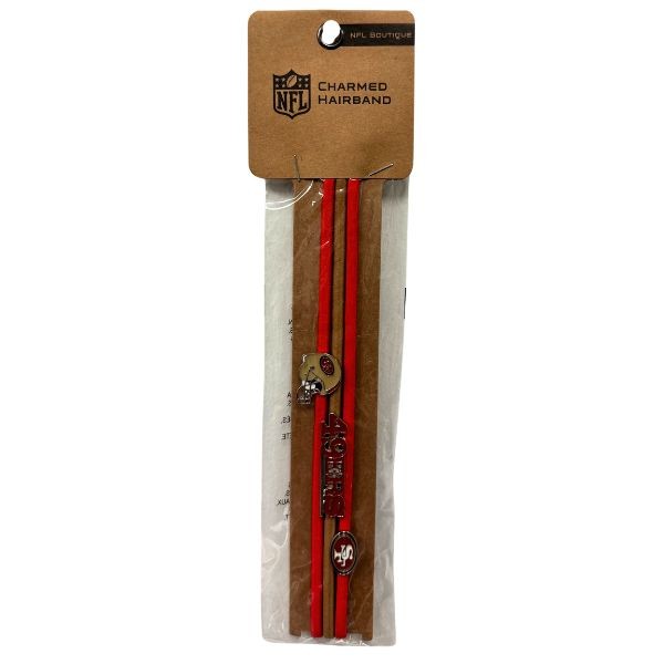 San Francisco 49ers Team Gear - Charmed Headbands - Team Color Fabric Elastic Headband With Metal Charm - 12 Packs For $30.00 - Wholesale San Francisco 49ers Product - 49ers Merchandise