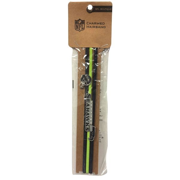 Seattle Seahawks Team Gear - Charmed Headbands - Team Color Fabric Elastic Headband With Metal Charm - 12 Packs For $30.00 - Wholesale Seattle Seahawks Product - Seahawks Merchandise 2