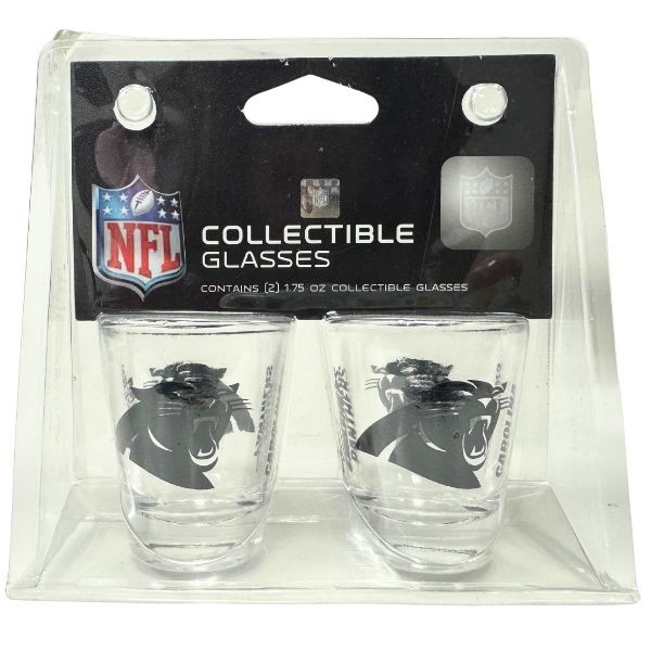 Carolina Panthers Shot Glasses - 2Pack Team Spirit  Shot Glass Set - 6 Sets For $30.00 - Wholesale Carolina Panthers Products - Carolina Football 2