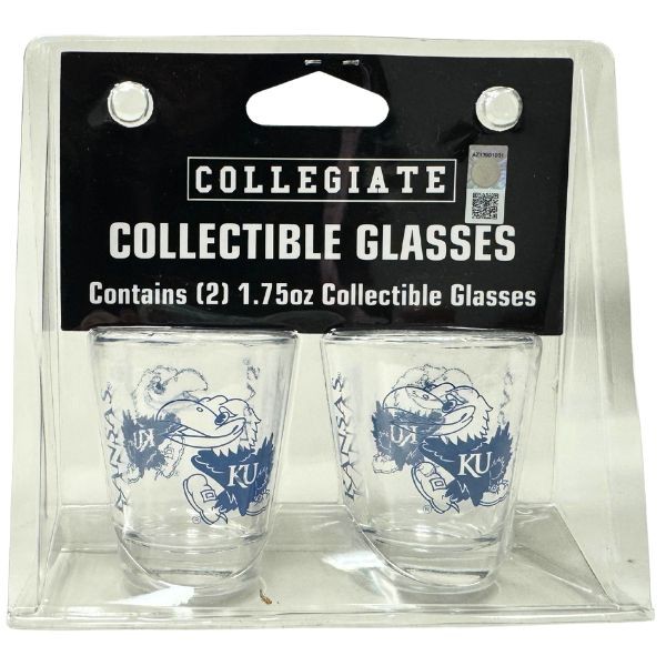 Kansas Jayhawks Shot Glasses - 2Pack Team Spirit Shot Glass Set - 6 Sets For $30.00 - Kansas Jayhawks