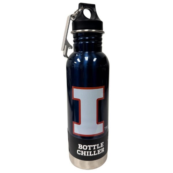 University Of Illinois - Stainless Steel - The Bottle Chiller - Neoprene Lined Stainless For Your Bottle - 6 For $30.00 - Illinois