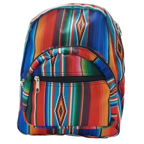 The Back Packer - #SBP-103 - Zarape Aztec - 12"x10" Backpack - Nylon Construction, Straps and 2 Zippered Compartments - 10 For $35.00