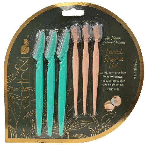 Earth&I HBA Products - 6PC Facial Razor Set - Stainless Steel - #40010 - 12 Sets For $30.00