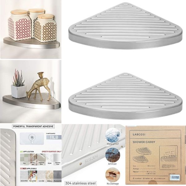 The Shower Caddy - Labcosi Housewares - 2Pack Set Stainless Steel Corner Shelves With Hardware - 6 Sets For $30.00