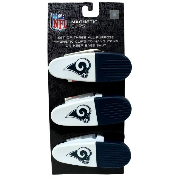Los Angeles Rams Gear - Set Of Three Magnetic Fridge/Chip Clips - Heavy Magnet & Spring - 12 For $24.00 - Wholesale Los Angeles Rams Products - Rams Merchandise 2