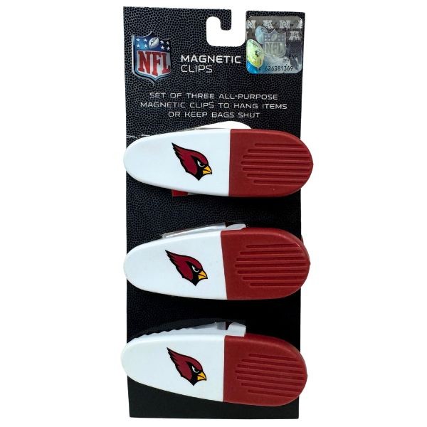 Arizona Cardinals Gear - Set Of Three Magnetic Fridge/Chip Clips - Heavy Magnet & Spring - 12 Sets For $24.00 - Wholesale Arizona Cardinals Products