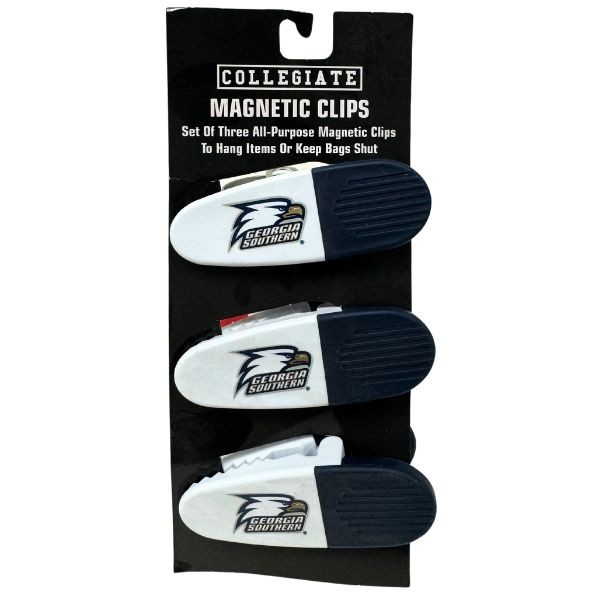 Georgia Southern Gear - Set Of Three Magnetic Fridge/Chip Clips - Heavy Magnet & Spring - 12 Sets For $24.00 - Georgia