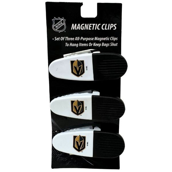 Las Vegas Knights - Set Of Three Magnetic Fridge/Chip Clips - Heavy Magnet & Spring - 12 Sets For $24.00 - Vegas Golden Knights