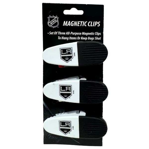 Los Angeles Kings Gear - Set Of Three Magnetic Fridge/Chip Clips - Heavy Magnet & Spring - 12 Sets For $24.00 - Los Angeles Kings