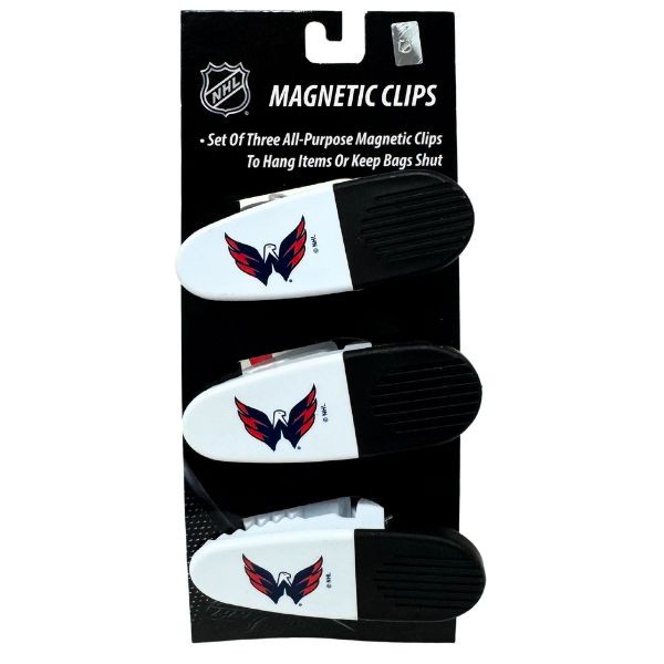 Washington Capitals - Set Of Three Magnetic Fridge/Chip Clips - Heavy Magnet & Spring - 12 Sets For $24.00 - Washington Capitals